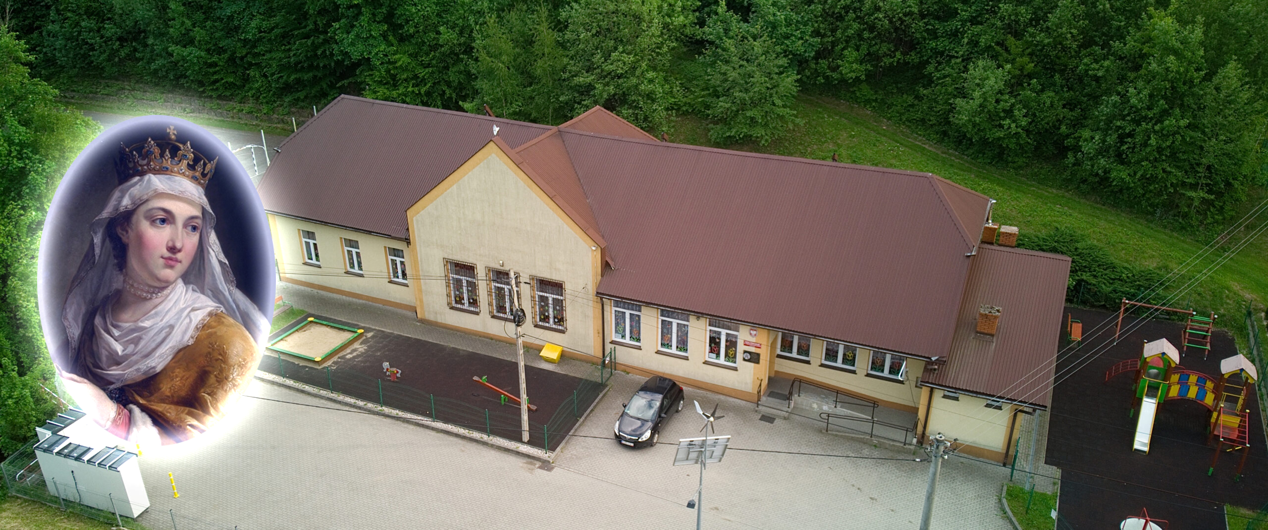 Obraz przedstawiający budynek szkoły